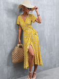 Bohemian cross V-neck lace floral dress