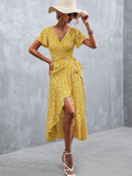 Bohemian cross V-neck lace floral dress