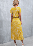 Bohemian cross V-neck lace floral dress