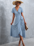 Bohemian cross V-neck lace floral dress