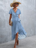Bohemian cross V-neck lace floral dress