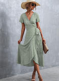 Bohemian cross V-neck lace floral dress