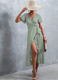 Bohemian cross V-neck lace floral dress
