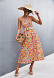 sexy diagonal shoulder floral print dress