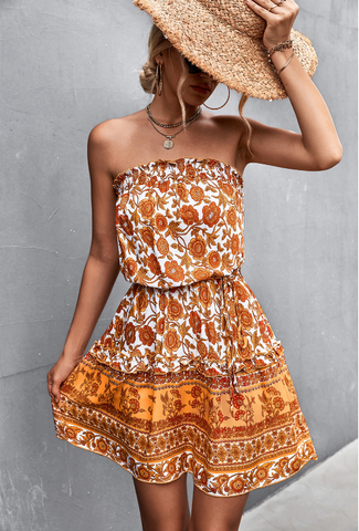 Bohemian floral tube top dress