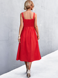 sexy backless square collar suspender dress