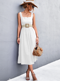 sexy backless square collar suspender dress
