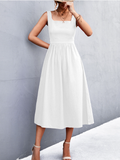 sexy backless square collar suspender dress
