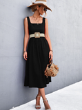 sexy backless square collar suspender dress