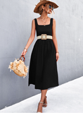 sexy backless square collar suspender dress