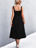 sexy backless square collar suspender dress