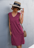 2023V v-neck sleeveless vest knit dress short skirt