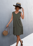 2023V v-neck sleeveless vest knit dress short skirt