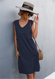 2023V v-neck sleeveless vest knit dress short skirt