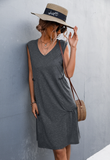 2023V v-neck sleeveless vest knit dress short skirt