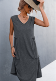 2023V v-neck sleeveless vest knit dress short skirt