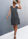 2023V v-neck sleeveless vest knit dress short skirt