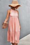 loose casual neck stitching dress