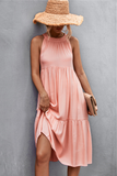 loose casual neck stitching dress