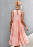 loose casual neck stitching dress