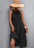 loose casual neck stitching dress