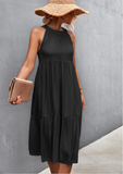 loose casual neck stitching dress