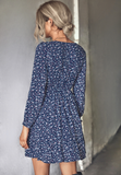 printed horn long sleeve ruffled dress