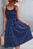 double-breasted polka-dot sling dress