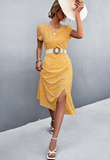 round neck sexy backless gravel split dress