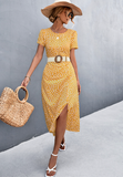 round neck sexy backless gravel split dress