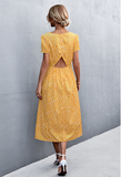 round neck sexy backless gravel split dress