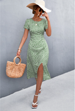 round neck sexy backless gravel split dress