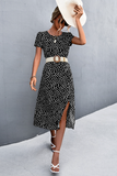 round neck sexy backless gravel split dress