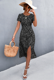 round neck sexy backless gravel split dress