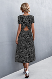 round neck sexy backless gravel split dress