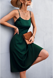 backless suspender pocket dress