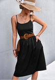 backless suspender pocket dress