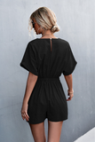 solid color V-neck cross strap jumpsuit