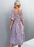 Square Collar Bubble Sleeve Little Dowling Dress