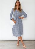 Long-sleeved Leopard shirt split long-sleeved dress