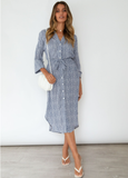 Long-sleeved Leopard shirt split long-sleeved dress