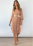 Long-sleeved Leopard shirt split long-sleeved dress
