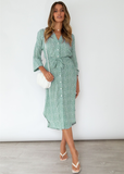 Long-sleeved Leopard shirt split long-sleeved dress