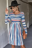 long-sleeved striped dress