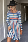 long-sleeved striped dress