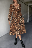 Cross V-neck Long Sleeve Dress