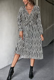 Cross V-neck Long Sleeve Dress