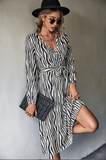 Cross V-neck Long Sleeve Dress