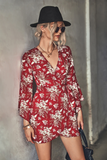 floral irregular flared sleeve dress