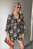 floral irregular flared sleeve dress